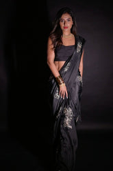 Pranwesha In Our Embroidered Black Silk Saree