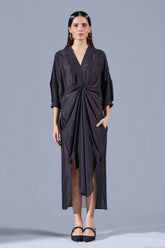 Raven Asymmetric Draped Dress - Auruhfy India
