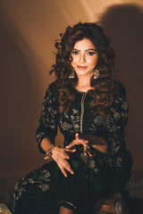 Rubina Dilaik In Our Silk Velvet A-Line Embroidered Kurta Set