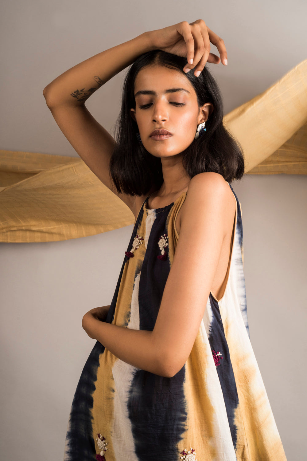 Striped Tie-Dye Dress - Auruhfy India