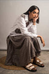 Embellished White Poplin Shirt - Auruhfy India