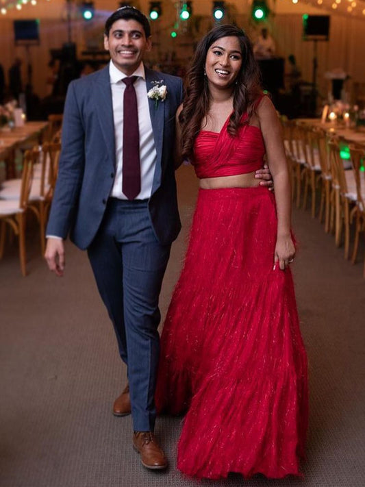 Scarlet Feather Lehenga Set - Auruhfy India