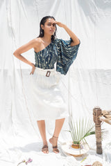 Paper-Bag Belted Linen Skirt - Auruhfy India