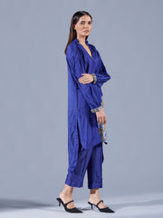 Berry Blue Hi Low Tunic Set - Auruhfy India