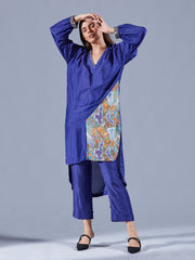 Berry Blue Hi Low Tunic Set - Auruhfy India