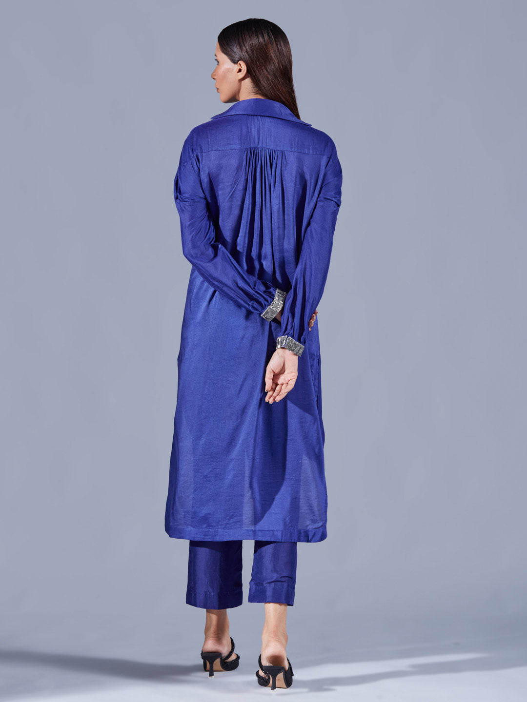Berry Blue Hi Low Tunic Set - Auruhfy India
