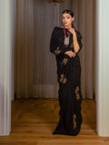 Embroidered Black Silk Saree