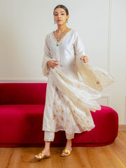 Ecru Chanderi Panel Suit