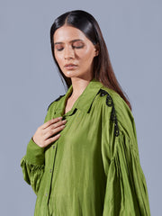 Fern Green Asymmetric Shirt - Auruhfy India