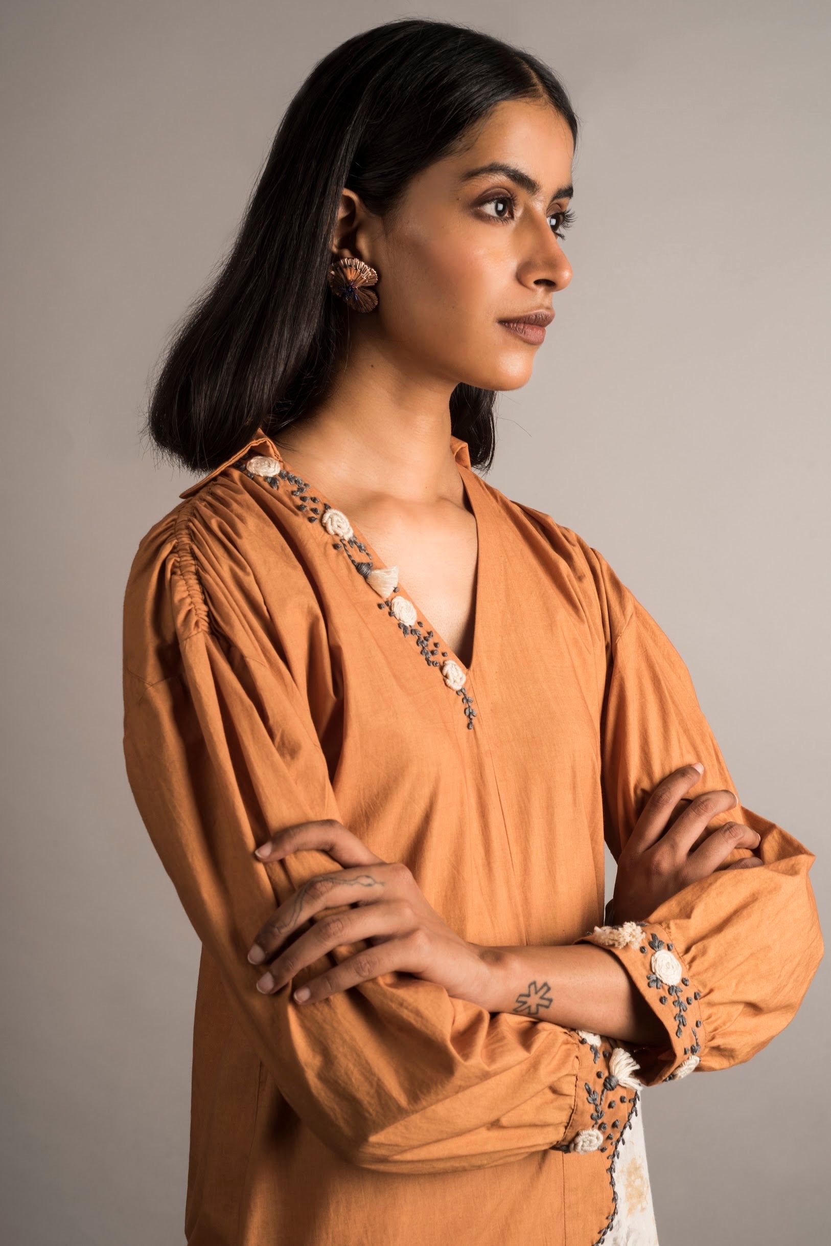 Rust Hi Low Tunic Set - Auruhfy India