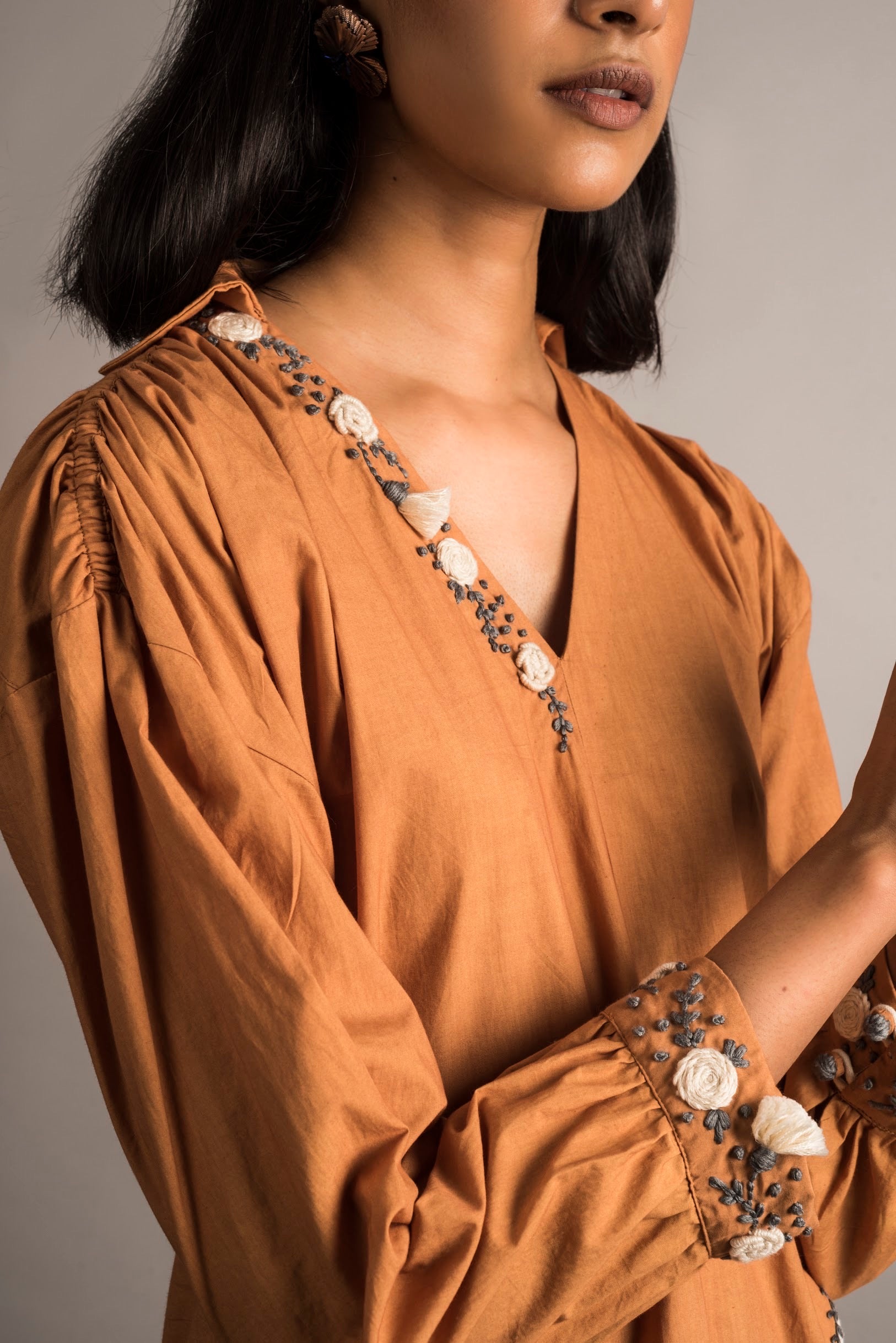 Rust Hi Low Tunic - Auruhfy India