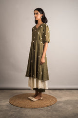 Moss Green Layered Tunic Set - Auruhfy India