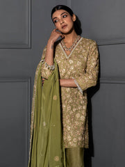 Pear Green Embellished Tunic Set - Auruhfy India