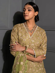 Pear Green Embellished Tunic Set - Auruhfy India