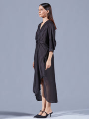Raven Asymmetric Draped Dress - Auruhfy India