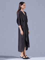 Raven Asymmetric Draped Dress - Auruhfy India