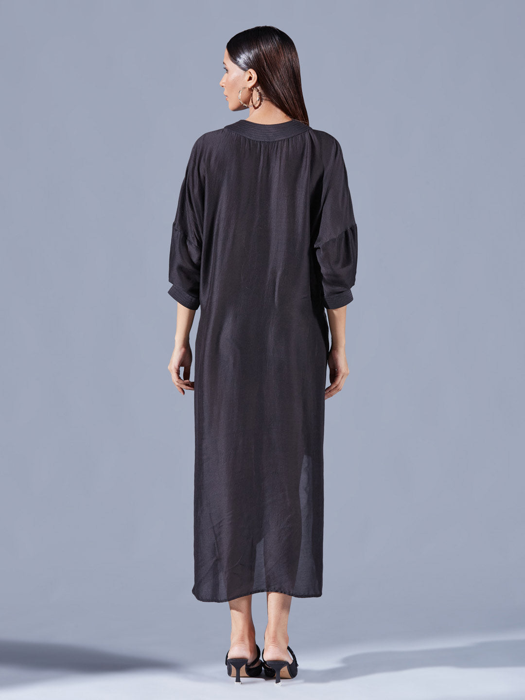 Raven Asymmetric Draped Dress - Auruhfy India
