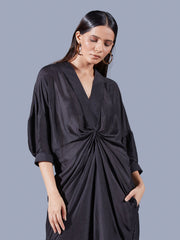 Raven Asymmetric Draped Dress - Auruhfy India