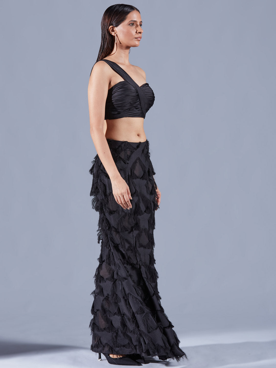 Raven Draped Bustier - Auruhfy India