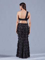 Raven Draped Bustier - Auruhfy India