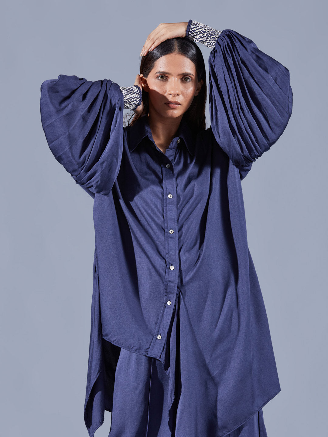 Sheath Asymmetric Shirt Set - Auruhfy India