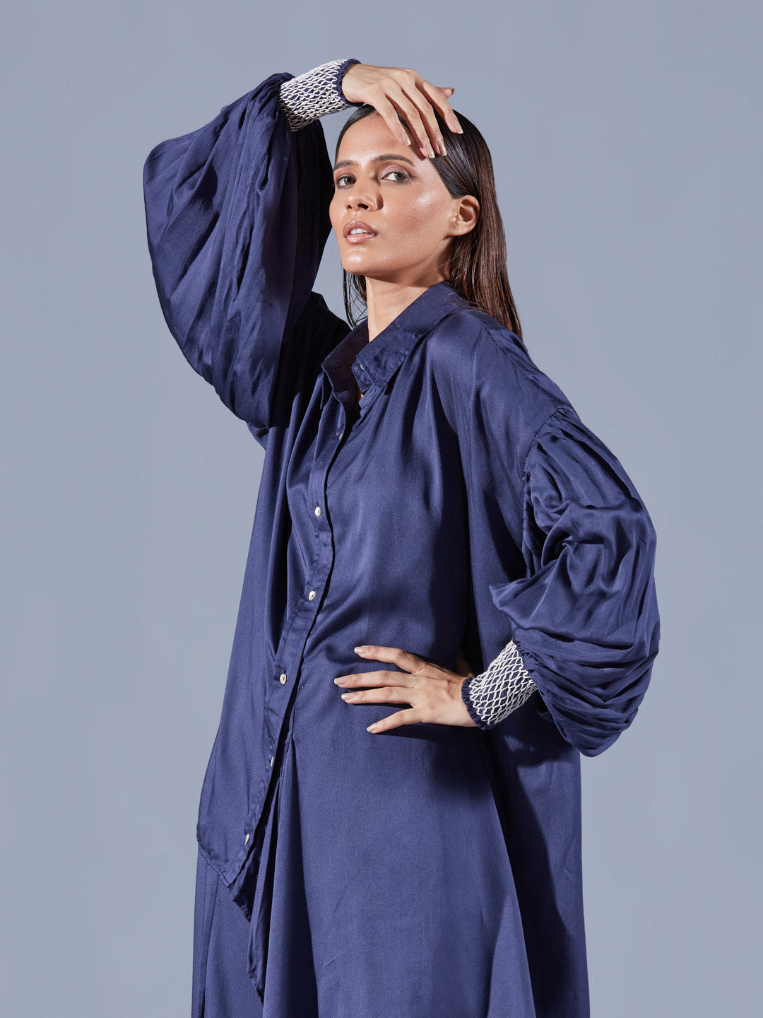 Sheath Asymmetric Shirt Set - Auruhfy India