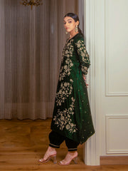 Rubina Dilaik In Our Silk Velvet A-Line Embroidered Kurta Set - Auruhfy India
