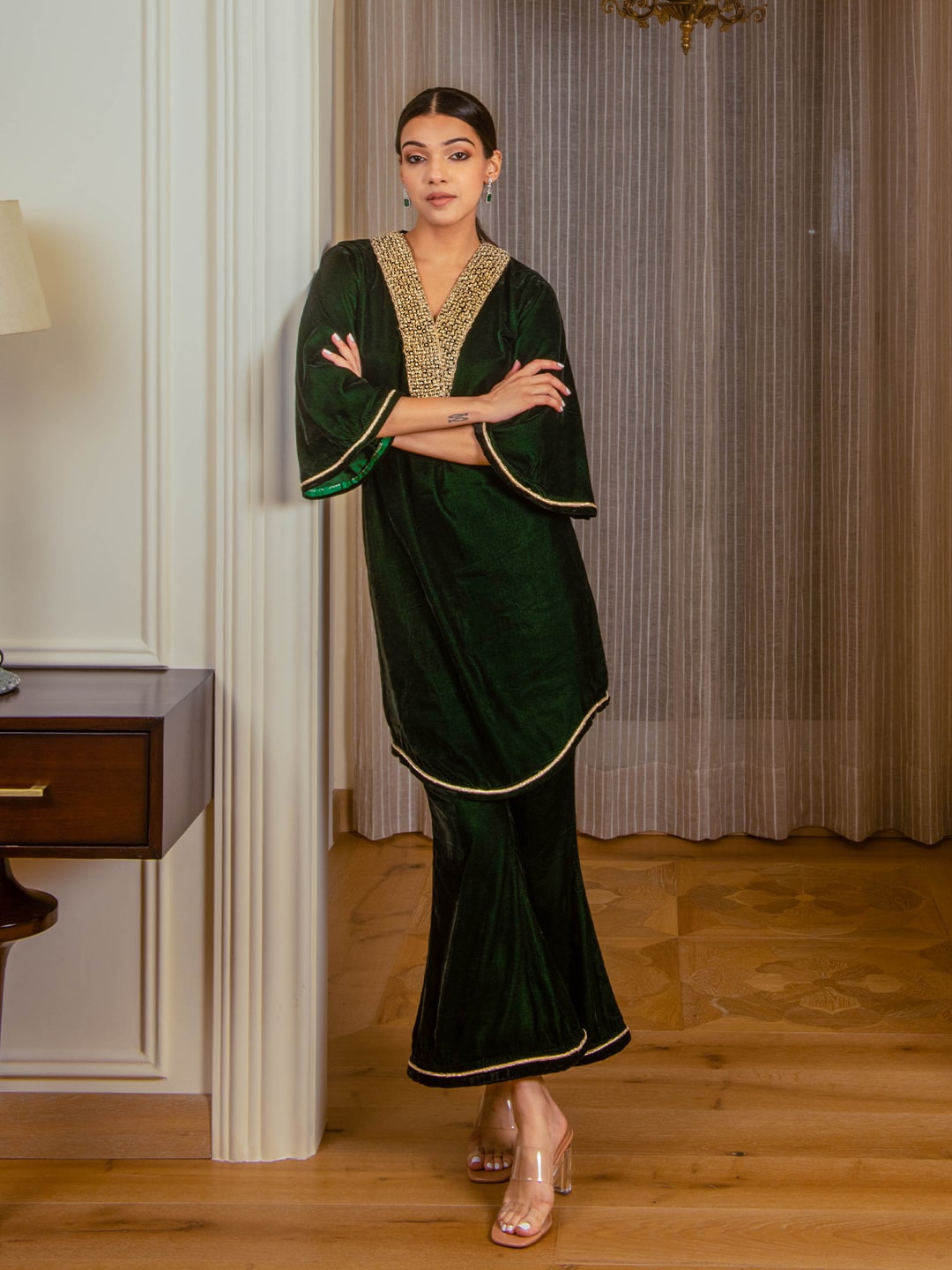 Silk Velvet Co-Ord Set - Auruhfy India