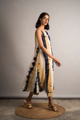 Striped Tie-Dye Embroidered Dress / Set - Auruhfy India