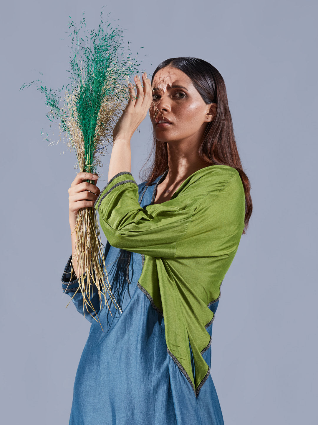 Teal Fern Dual Tunic Set - Auruhfy India