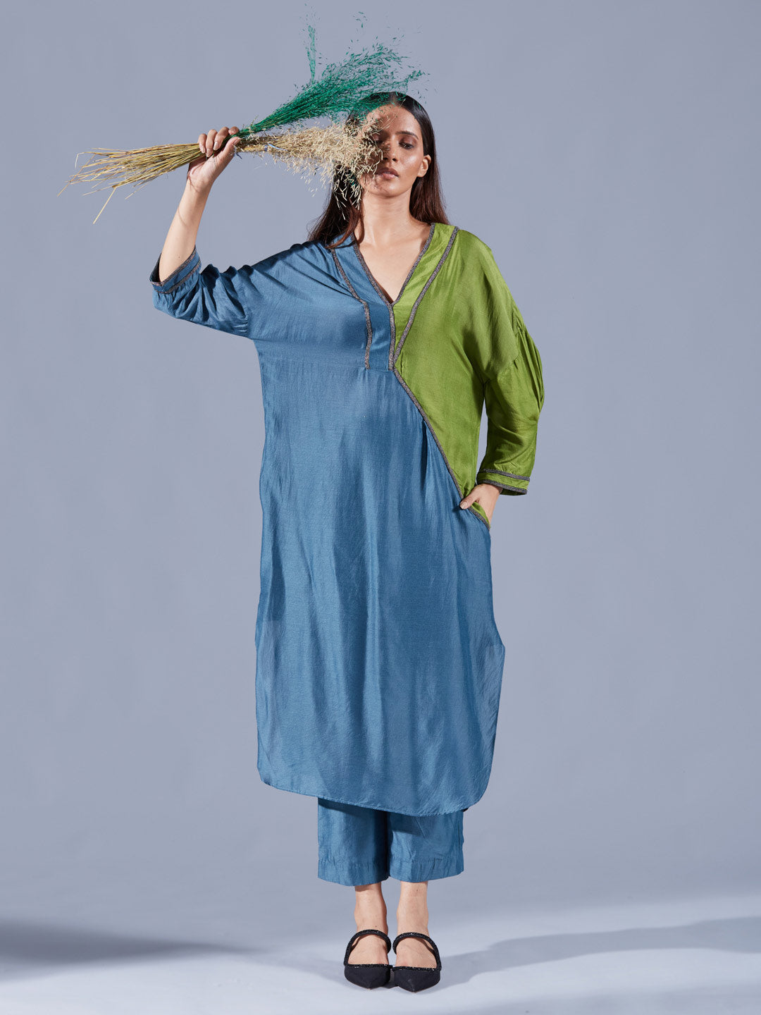 Teal Fern Dual Tunic Set - Auruhfy India