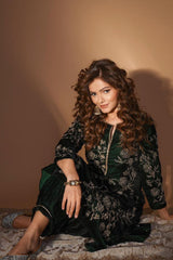 Rubina Dilaik In Our Silk Velvet A-Line Embroidered Kurta Set