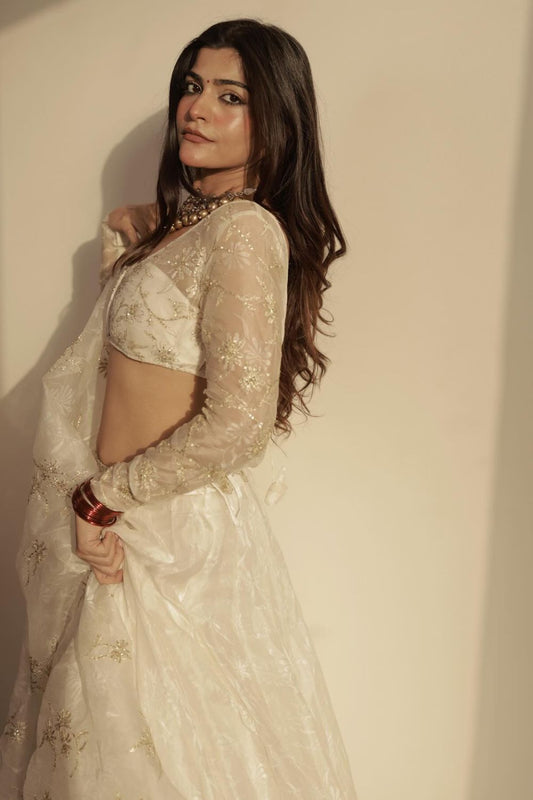 Kritika Khurana In Our Ecru Burnt Organza Lehenga Set