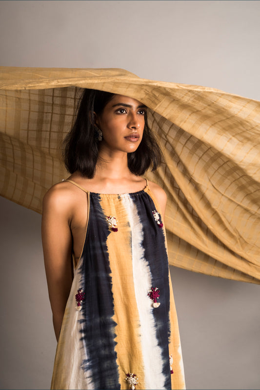 Striped Tie-Dye Dress - Auruhfy India