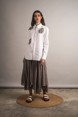 Embellished White Poplin Shirt - Auruhfy India