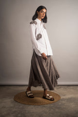 Embellished White Poplin Shirt - Auruhfy India