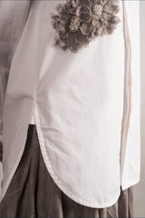 Embellished White Poplin Shirt - Auruhfy India