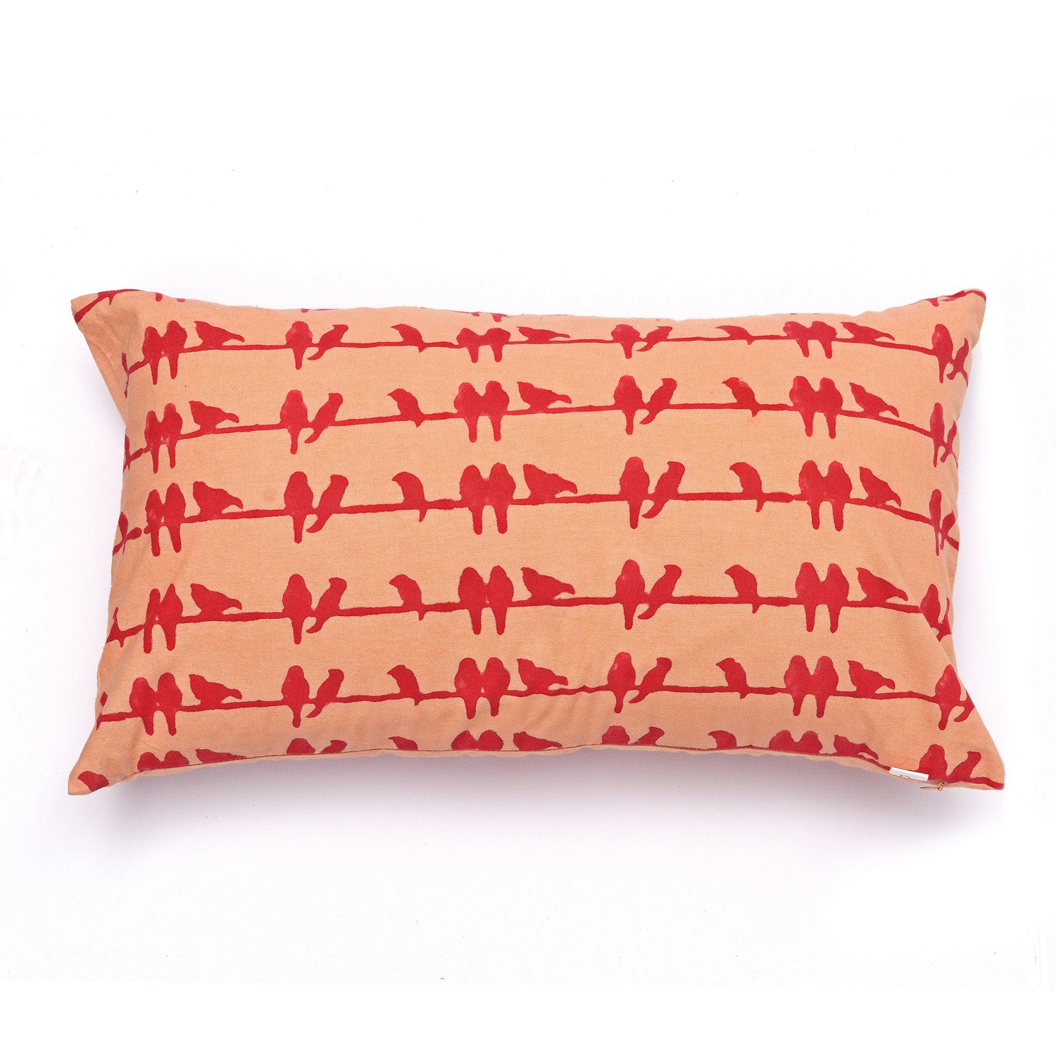 Whispering Red Birds Cushion Cover (12x20) - Auruhfy India