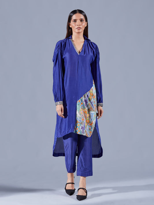 Berry Blue Hi Low Tunic Set - Auruhfy India