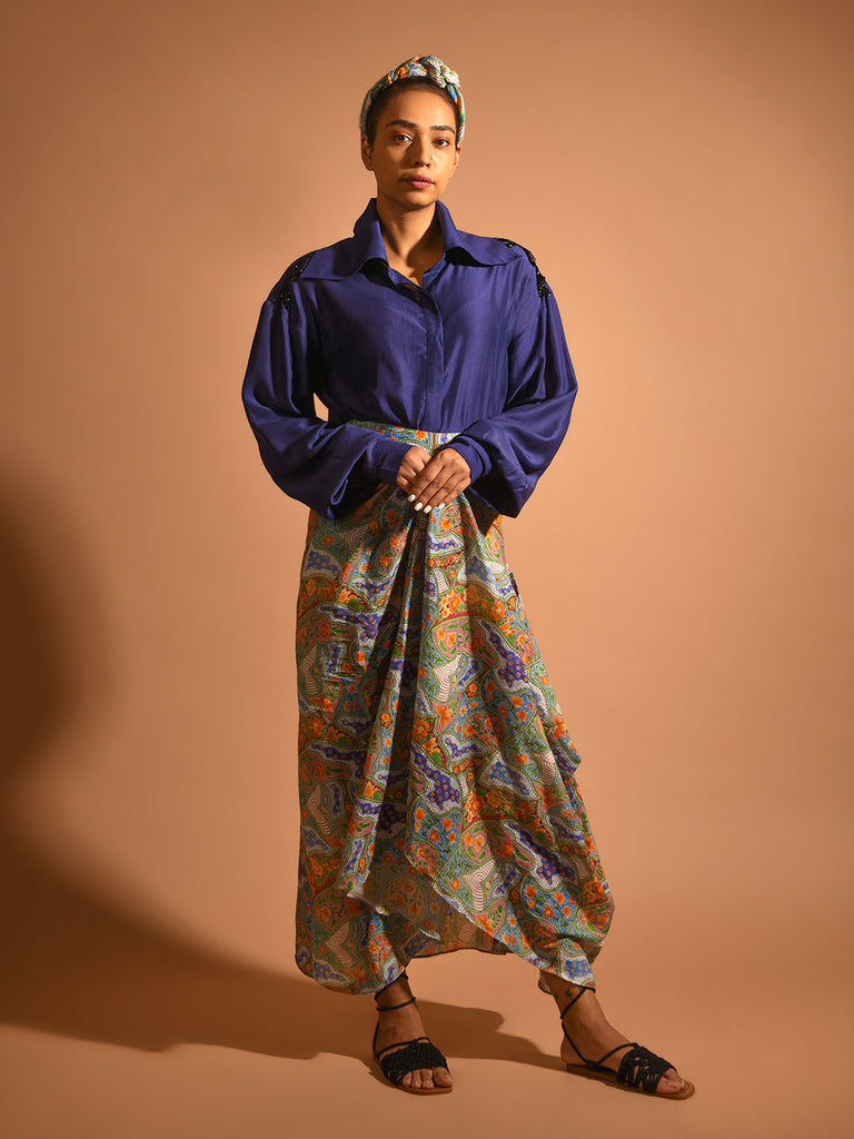 Draped Antheia Asymmetric Skirt