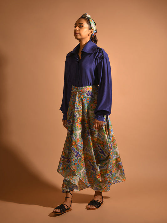 Draped Antheia Asymmetric Skirt - Auruhfy India