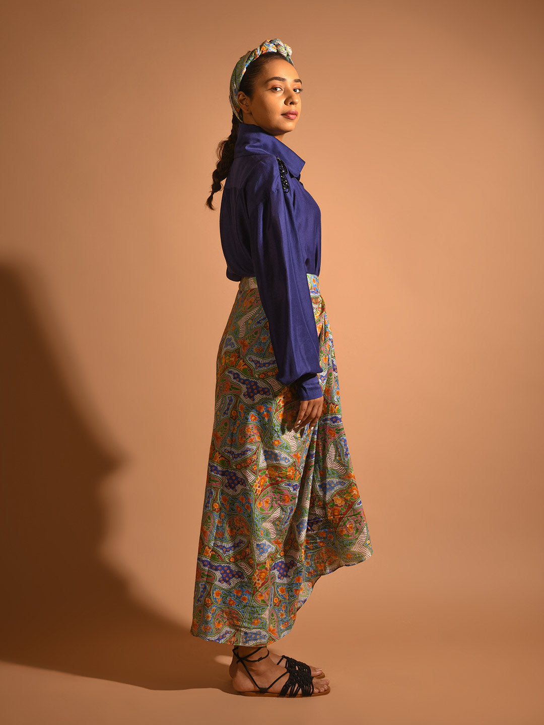 Draped Antheia Asymmetric Skirt - Auruhfy India