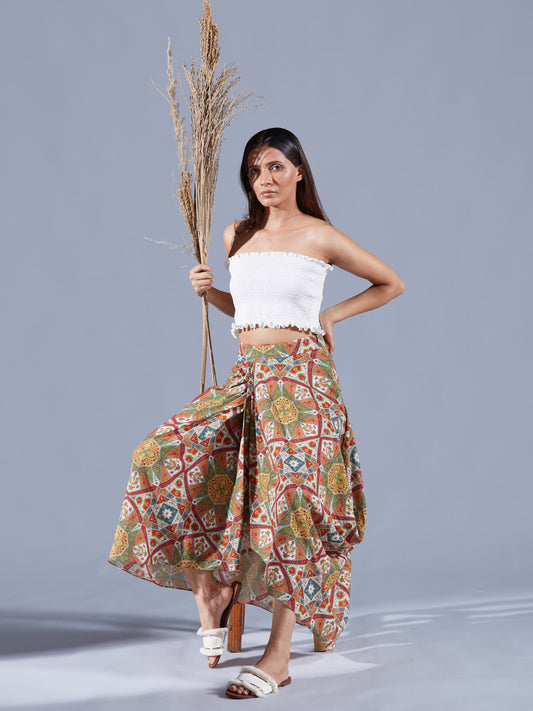 Draped Eirene Asymmetric Skirt - Auruhfy India