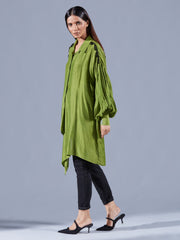 Fern Green Asymmetric Shirt - Auruhfy India