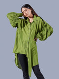 Fern Green Asymmetric Shirt - Auruhfy India