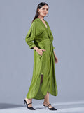 Fern Green Asymmetric Draped Dress - Auruhfy India
