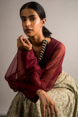 Plum Draped Crop Top - Auruhfy India