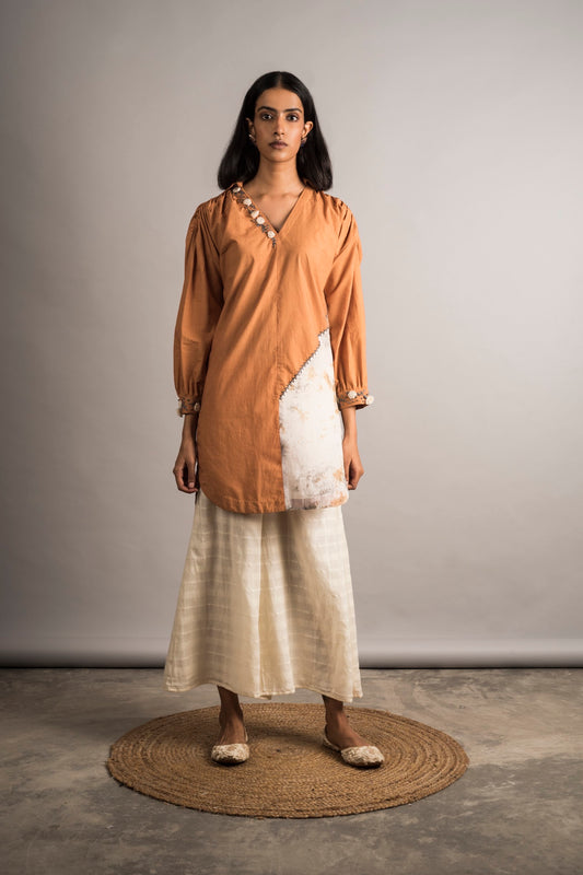 Rust Hi Low Tunic - Auruhfy India