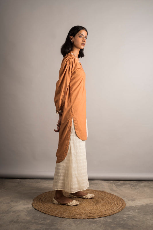 Rust Hi Low Tunic - Auruhfy India