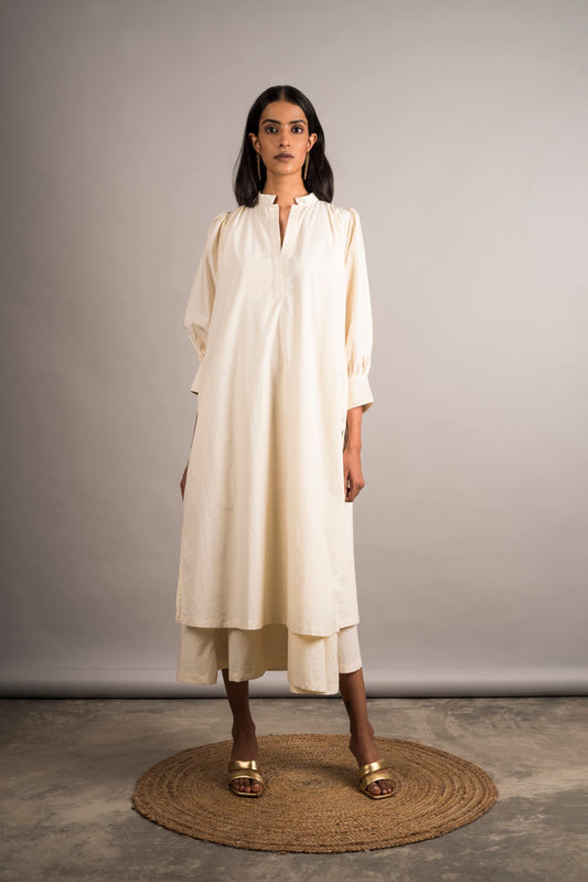 Ecru Layered Dress - Auruhfy India